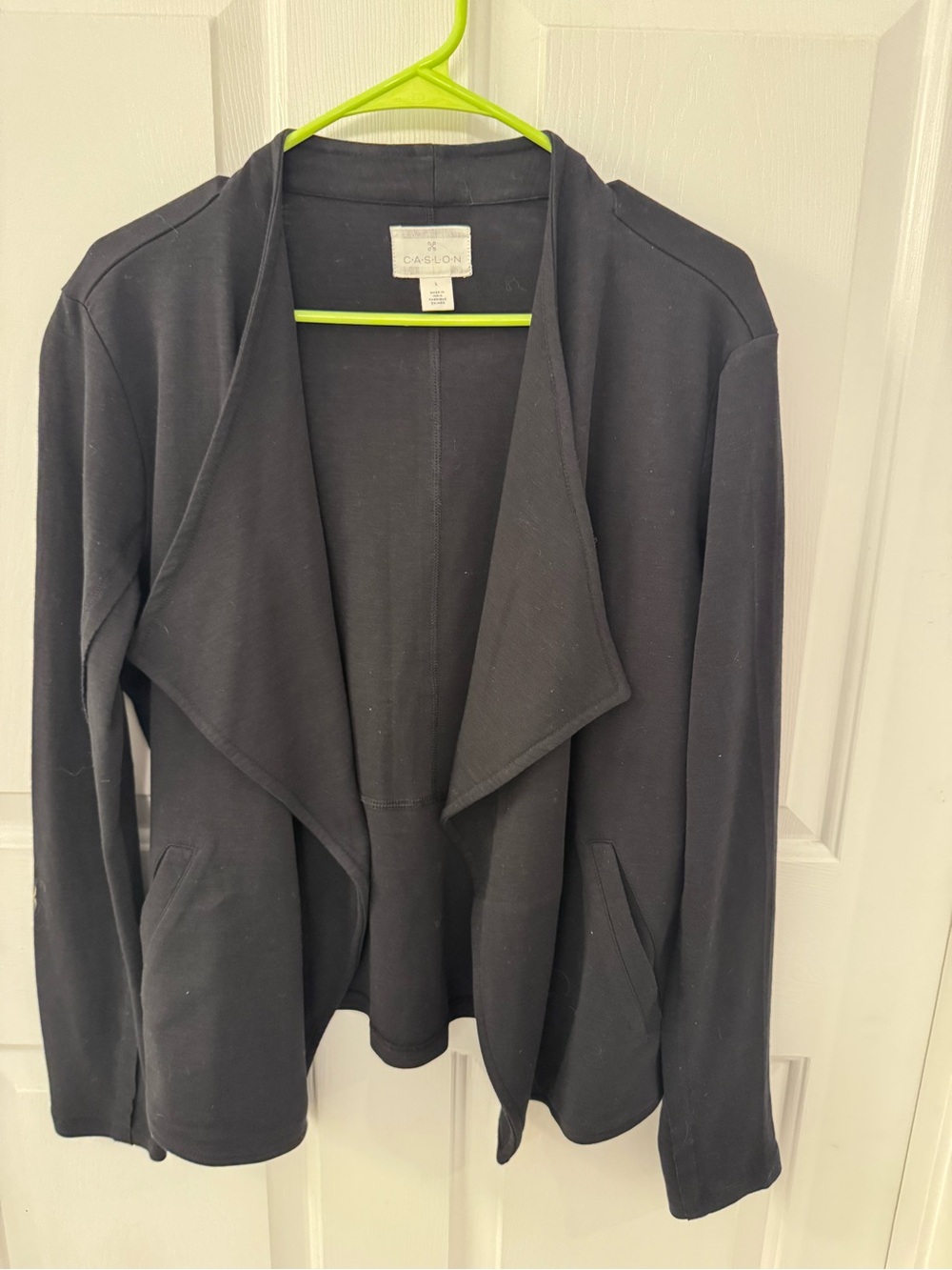 Caslon Black Drape Collar Open-Front Knit Blazer Women’s size Bkack Large